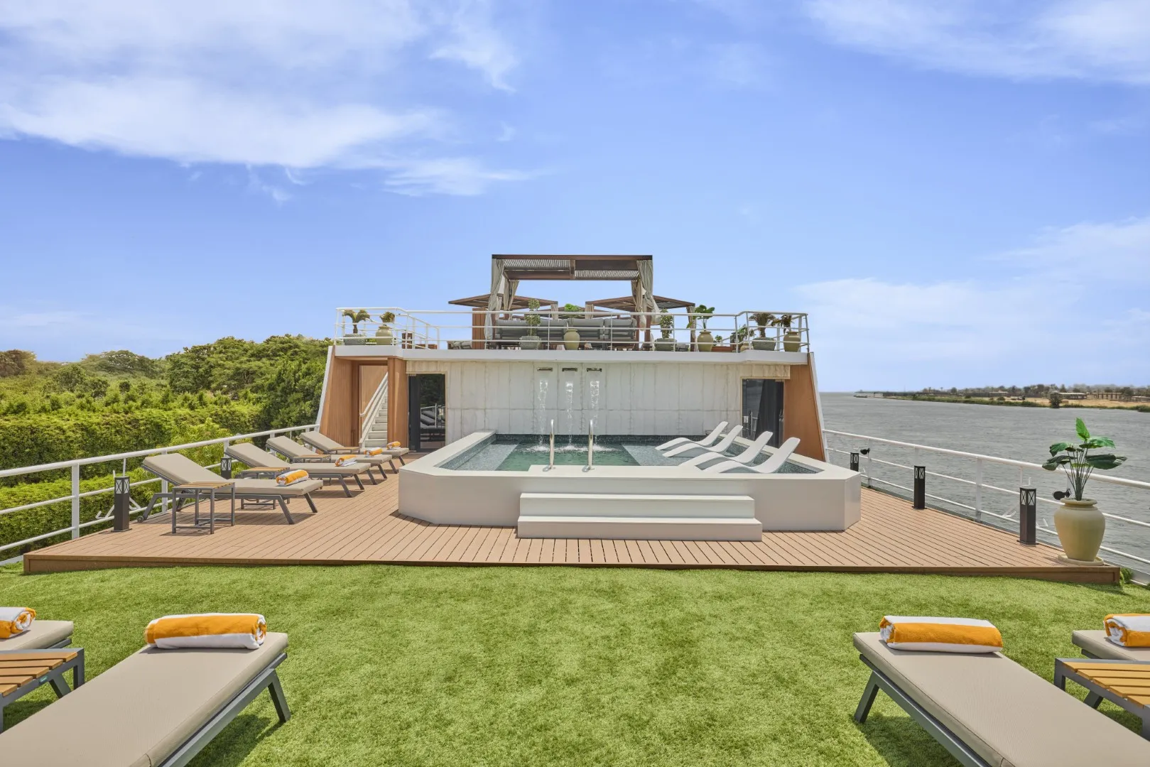 Sun deck of the Cleopatra Luxury Cruise & Spa Nile cruise